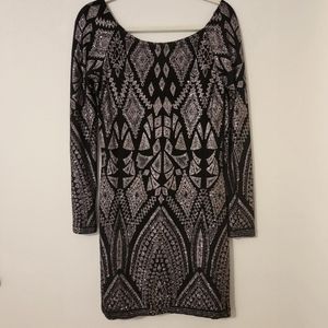 Long Sleeve Balck Sequin Dress